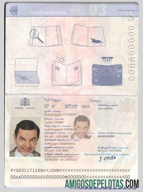 Passaporte da Geórgia baixar para verificação